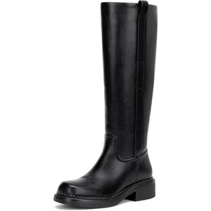 image:imageVepose Womens Knee High Boots Square Toe Chunky Low Heel Side ZipperBlack