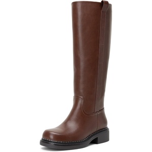 image:imageVepose Womens Knee High Boots Square Toe Chunky Low Heel Side ZipperBrown