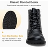 image:imageVepose Womens Lace Up Combat Ankle Boots Cap Toe Low Block HeelBlack