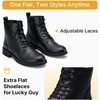 image:imageVepose Womens Lace Up Combat Ankle Boots Cap Toe Low Block HeelBlack