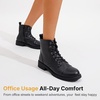 image:imageVepose Womens Lace Up Combat Ankle Boots Cap Toe Low Block HeelBlack