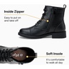 image:imageVepose Womens Lace Up Combat Ankle Boots Cap Toe Low Block HeelBlack