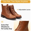 image:imageVepose Womens Lace Up Combat Ankle Boots Cap Toe Low Block HeelBrown