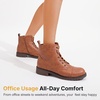 image:imageVepose Womens Lace Up Combat Ankle Boots Cap Toe Low Block HeelBrown