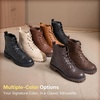 image:imageVepose Womens Lace Up Combat Ankle Boots Cap Toe Low Block HeelBrown