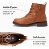 image:imageVepose Womens Lace Up Combat Ankle Boots Cap Toe Low Block HeelBrown