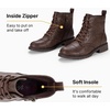 image:imageVepose Womens Lace Up Combat Ankle Boots Cap Toe Low Block HeelCoffee