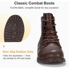 image:imageVepose Womens Lace Up Combat Ankle Boots Cap Toe Low Block HeelCoffee
