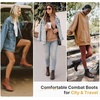 image:imageVepose Womens Lace Up Combat Ankle Boots Cap Toe Low Block HeelCoffee
