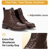 image:imageVepose Womens Lace Up Combat Ankle Boots Cap Toe Low Block HeelCoffee