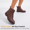 image:imageVepose Womens Lace Up Combat Ankle Boots Cap Toe Low Block HeelCognac
