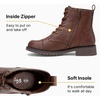 image:imageVepose Womens Lace Up Combat Ankle Boots Cap Toe Low Block HeelCognac