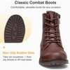 image:imageVepose Womens Lace Up Combat Ankle Boots Cap Toe Low Block HeelCognac