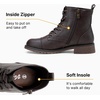 image:imageVepose Womens Lace Up Combat Ankle Boots Cap Toe Low Block HeelDark Brown
