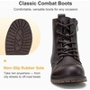 image:imageVepose Womens Lace Up Combat Ankle Boots Cap Toe Low Block HeelDark Brown