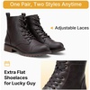 image:imageVepose Womens Lace Up Combat Ankle Boots Cap Toe Low Block HeelDark Brown