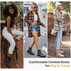 image:imageVepose Womens Lace Up Combat Ankle Boots Cap Toe Low Block HeelGrey