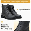 image:imageVepose Womens Lace Up Combat Ankle Boots Cap Toe Low Block HeelGrey