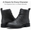 image:imageVepose Womens Lace Up Combat Ankle Boots Cap Toe Low Block HeelGrey