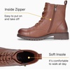 image:imageVepose Womens Lace Up Combat Ankle Boots Cap Toe Low Block HeelMocha Brown