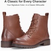 image:imageVepose Womens Lace Up Combat Ankle Boots Cap Toe Low Block HeelMocha Brown