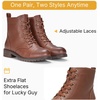 image:imageVepose Womens Lace Up Combat Ankle Boots Cap Toe Low Block HeelMocha Brown