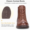 image:imageVepose Womens Lace Up Combat Ankle Boots Cap Toe Low Block HeelMocha Brown