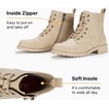 image:imageVepose Womens Lace Up Combat Ankle Boots Cap Toe Low Block HeelSand