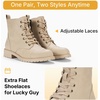 image:imageVepose Womens Lace Up Combat Ankle Boots Cap Toe Low Block HeelSand