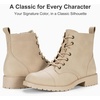 image:imageVepose Womens Lace Up Combat Ankle Boots Cap Toe Low Block HeelSand