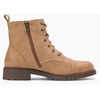 image:imageVepose Womens Lace Up Combat Ankle Boots Cap Toe Low Block HeelTan