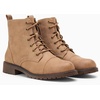image:imageVepose Womens Lace Up Combat Ankle Boots Cap Toe Low Block HeelTan