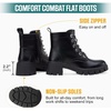 image:imageVepose Womens LaceUp Combat Ankle Boots with Chunky Platform HeelBlack