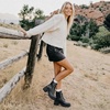 image:imageVepose Womens LaceUp Combat Ankle Boots with Chunky Platform HeelBlack