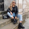 image:imageVepose Womens LaceUp Combat Ankle Boots with Chunky Platform HeelBlack
