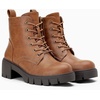 image:imageVepose Womens LaceUp Combat Ankle Boots with Chunky Platform HeelBrown Pu