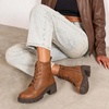 image:imageVepose Womens LaceUp Combat Ankle Boots with Chunky Platform HeelBrown Pu