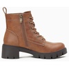 image:imageVepose Womens LaceUp Combat Ankle Boots with Chunky Platform HeelBrown Pu