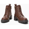 image:imageVepose Womens LaceUp Combat Ankle Boots with Chunky Platform HeelCognac
