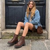 image:imageVepose Womens LaceUp Combat Ankle Boots with Chunky Platform HeelCognac