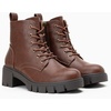 image:imageVepose Womens LaceUp Combat Ankle Boots with Chunky Platform HeelCognac