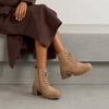 image:imageVepose Womens LaceUp Combat Ankle Boots with Chunky Platform HeelTan