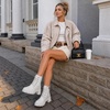 image:imageVepose Womens LaceUp Combat Ankle Boots with Chunky Platform HeelWhite