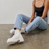 image:imageVepose Womens LaceUp Combat Ankle Boots with Chunky Platform HeelWhite