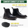 image:imageVepose Womens Moc Toe Ankle Combat Boots Lace Up Retro Low Heel BootiesBlack