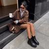 image:imageVepose Womens Moc Toe Ankle Combat Boots Lace Up Retro Low Heel BootiesBlack