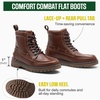 image:imageVepose Womens Moc Toe Ankle Combat Boots Lace Up Retro Low Heel BootiesBrown