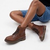 image:imageVepose Womens Moc Toe Ankle Combat Boots Lace Up Retro Low Heel BootiesBrown