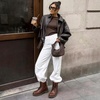 image:imageVepose Womens Moc Toe Ankle Combat Boots Lace Up Retro Low Heel BootiesBrown