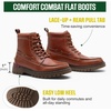 image:imageVepose Womens Moc Toe Ankle Combat Boots Lace Up Retro Low Heel BootiesCognac